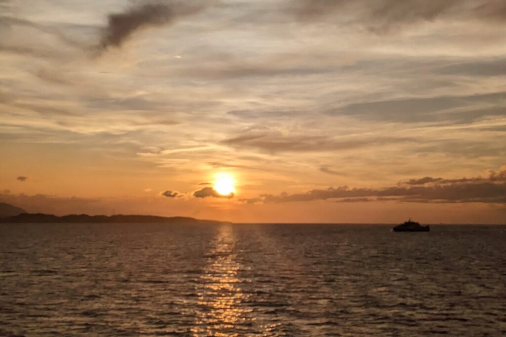 Sunset over the sea near Puerto Galera, Philippines